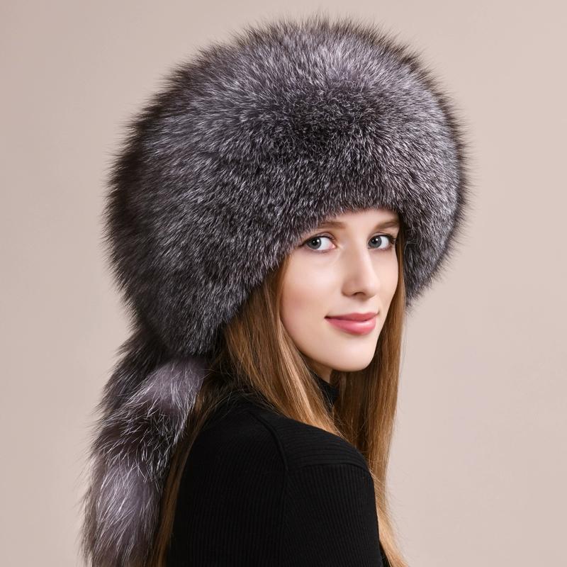 Fox fur hat women's winter leather Mongolian hat ethnic wind ear protection warm Northeast mink straw hat children winter