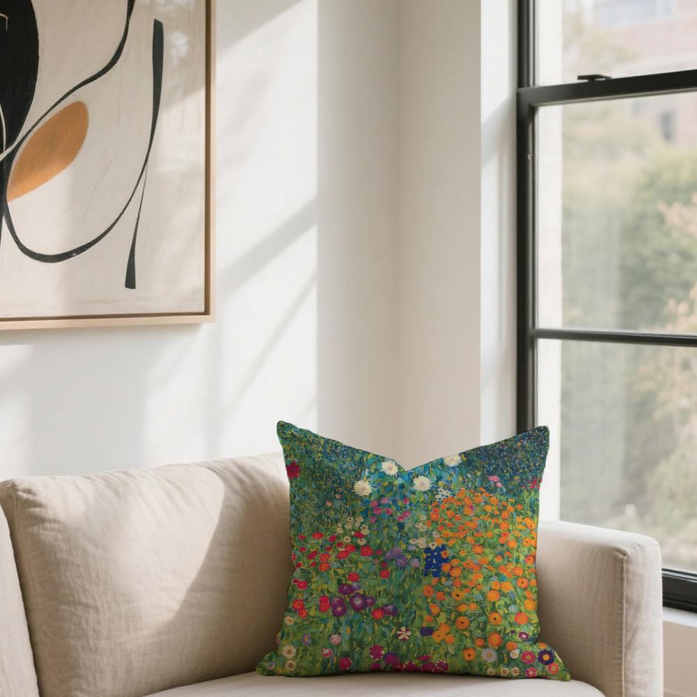 Vintage G-Gustav K-Klimt Flower Garden For Sofa Car Office Cafe Soft And Comfortable Double-Sided Printing Pillow Cover