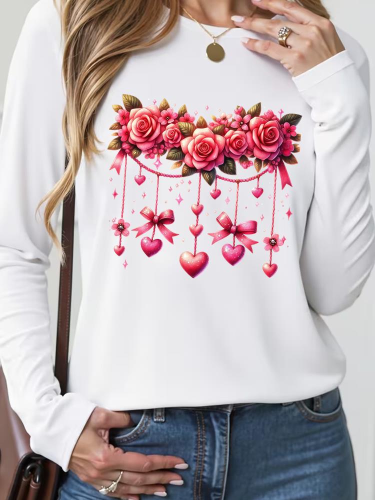 (Asian Size) butterfly style trend Casual Fashion Print T Shirt Tee Women Clothing autumn winter spring Top o-neck Graphic Long Sleeve T-shirts