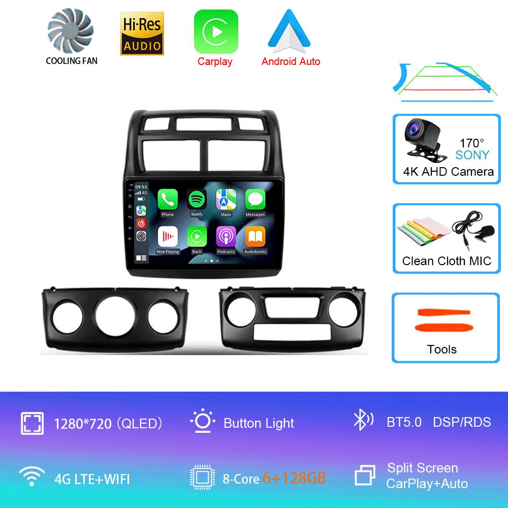 Car Radio Android 14 For Kia Sportage 2 2004 2005 2006 2007-2010 Navigation GPS Multimedia Video Player Stereo Wireless Carplay