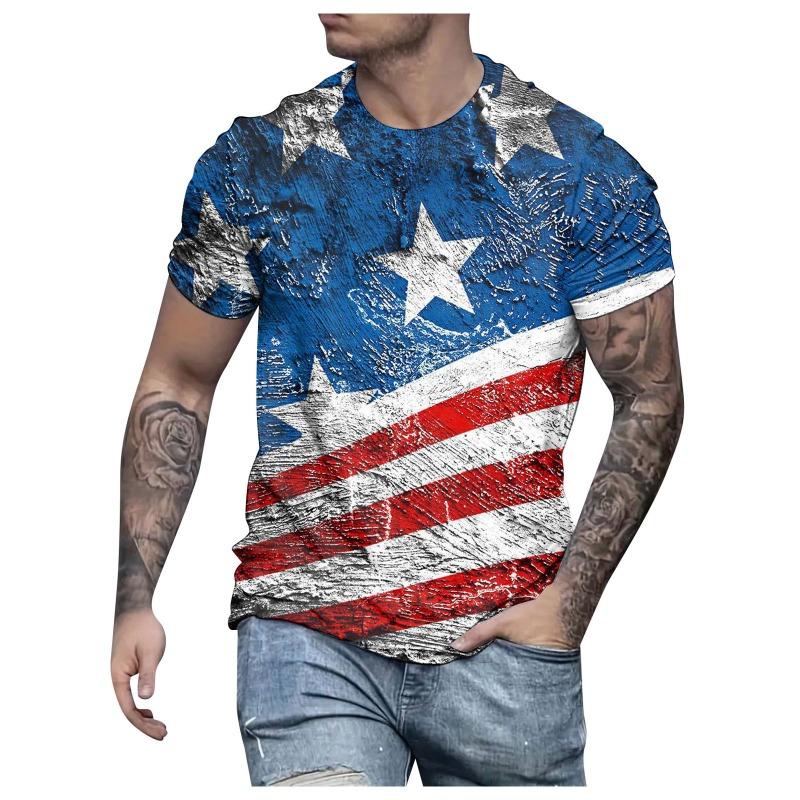 Pánské ležérní tričko s 3D potiskem Star Spangled Banner, módní pouliční trička