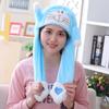 Moda movendo chapéu orelhas de coelho de pelúcia doce bonito boné anime ponto pikachu unicórnio boné bonito animal boné porco cão hamster cosplay chapéu