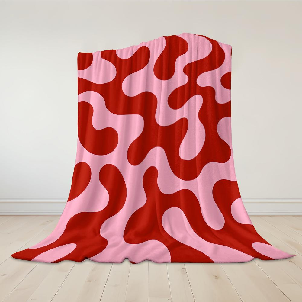 Artistic Red & Pink Fluid Flannel Blanket Warm Soft Halloween Christmas Couch Warm Cozy Decorative Decor Gift for All Season