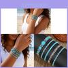 Conjunto de Pulseras Turquesas de Estilo Étnico Para Mujeres Con Joyería Metálica Hecha a Mano Para Uso Casual o de Viaje