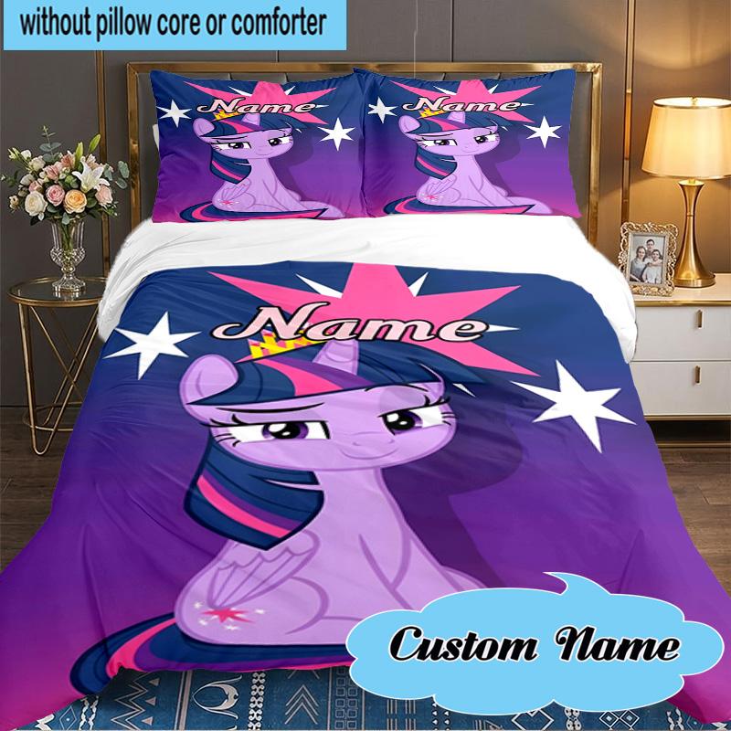 Custom Name 3PCS Unicorn Fantasy World Bedding Set Including 1pc Duvet Cover And 2pcs Pillowcases for Bedroom, Dormitory Gift Home Decor
