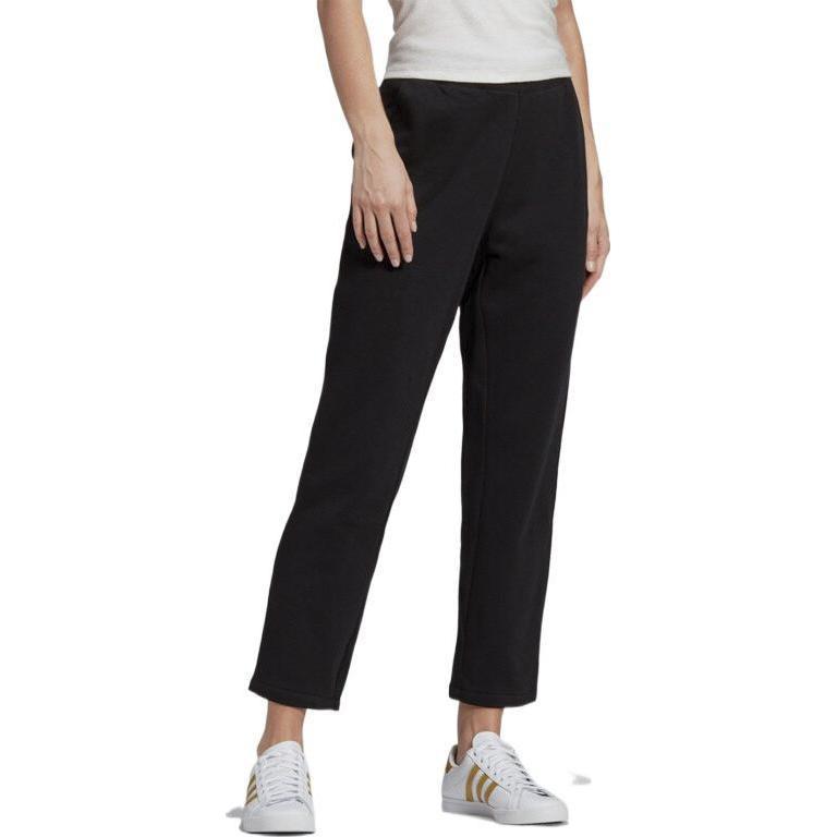 Adidas Originals Contrast Color Brand Logo Print Solid Color Straight Leg Casual Pants Women Bottoms Black GD3966