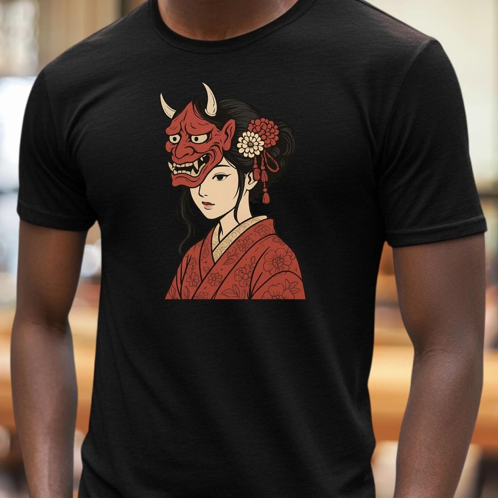 T-Shirt Herren Oni-Maske Mädchen Motiv Baumwolle Größe S bis 5XL XXL
