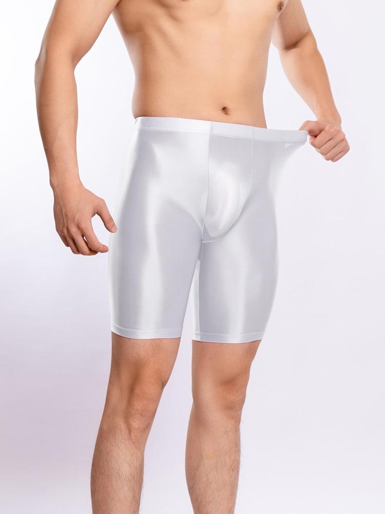 Sexy pánské saténové hladké boxerky Gym legíny Cukrová barva Spodní prádlo Šortky Kalhotky Vysoká elasticita Fitness kalhoty Tvarovací prádlo