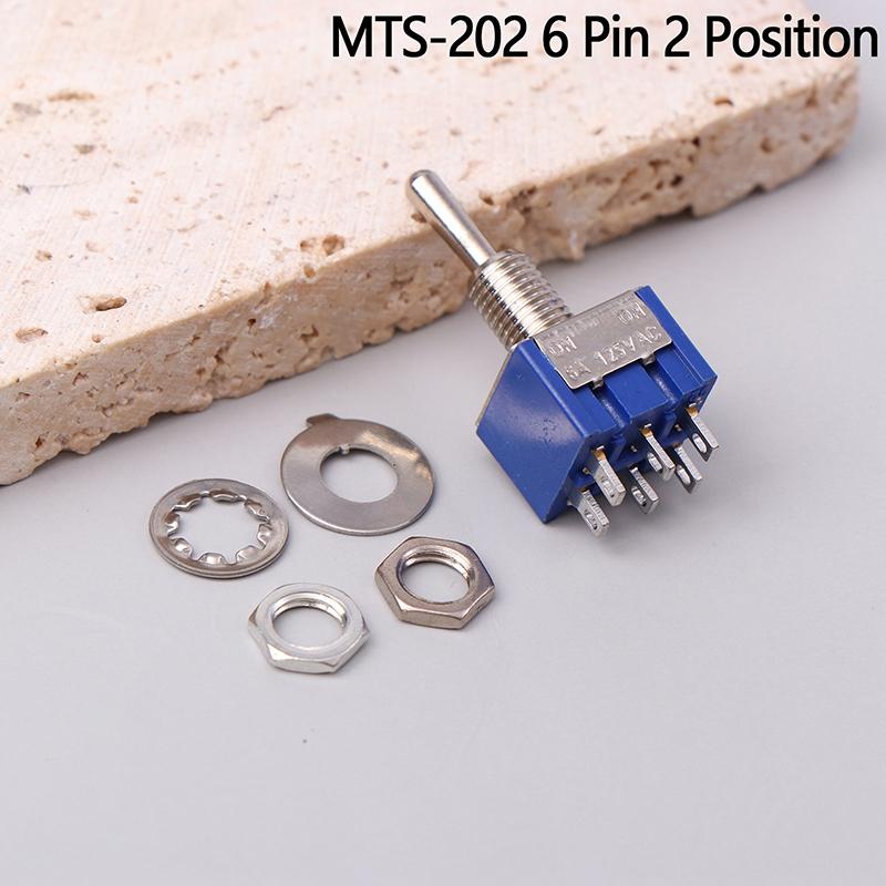 Mini Toggle Switch 3 Position 2 Position 3-Pin 6-Pin ON OFF ON DPDT DPST 6A 125VAC 3A 250VAC Latching Flat Handle For Car