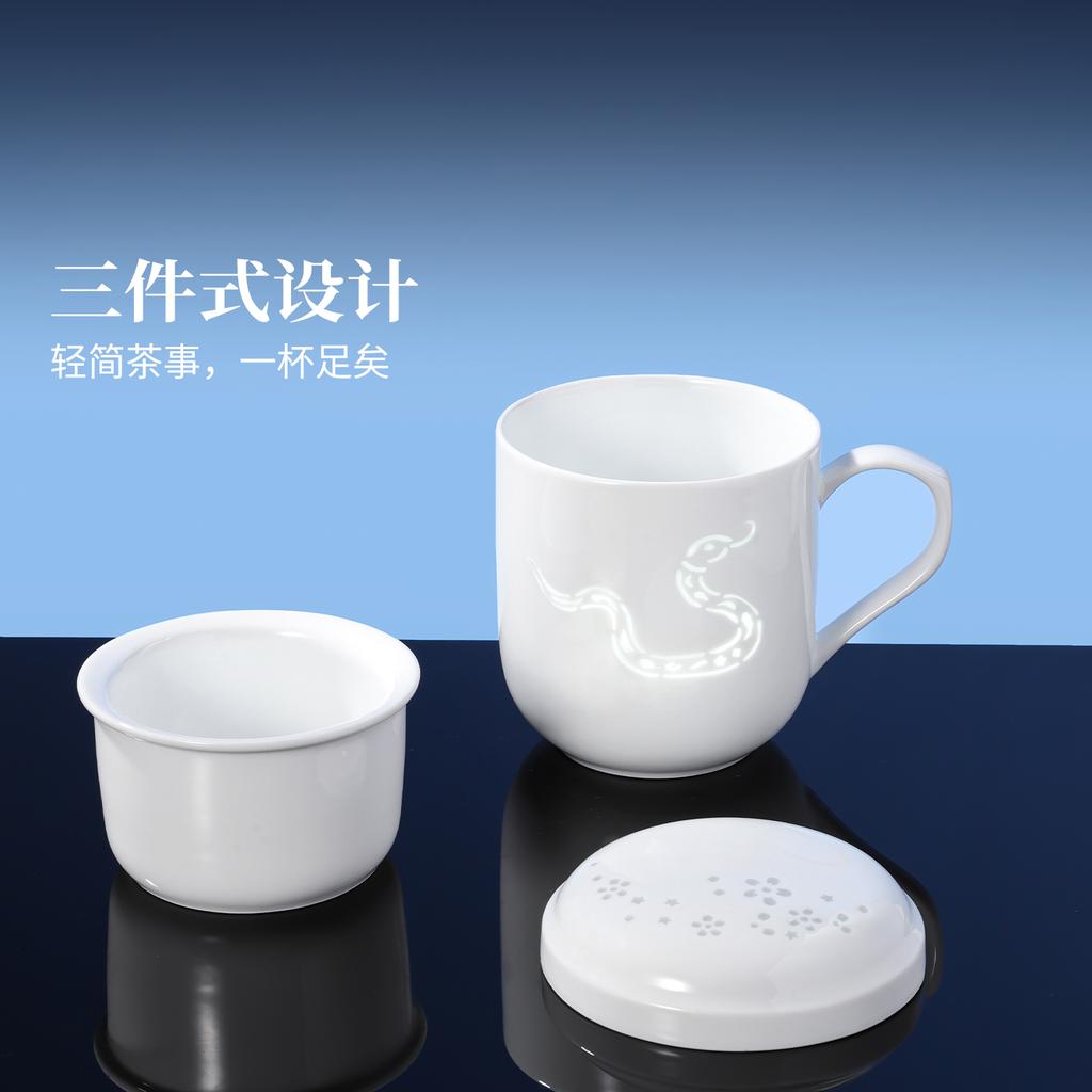 China Jingdezhen 400ml Ceramic Tea Cup  With Lid Drink Cup Household Office Conference Cup 12 Designs