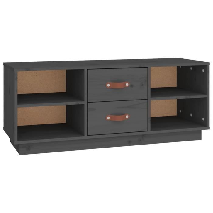 VidaXL Meuble TV Gris 100x34x40 cm Bois de pin massif 818227