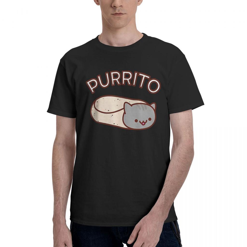 Kawaii Purrito Cat Funny Cool Premium 100 Cotton Casual Breathable Confortable Summer High End Mens Clothing Clothes Men
