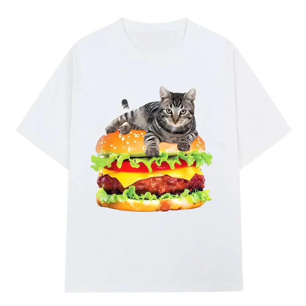 

Hamburger Funny Cat Funny Meme Printed TShirt Women Casual Fashion Vintage T Shirts Summer Short Sleeve Top Clothing S