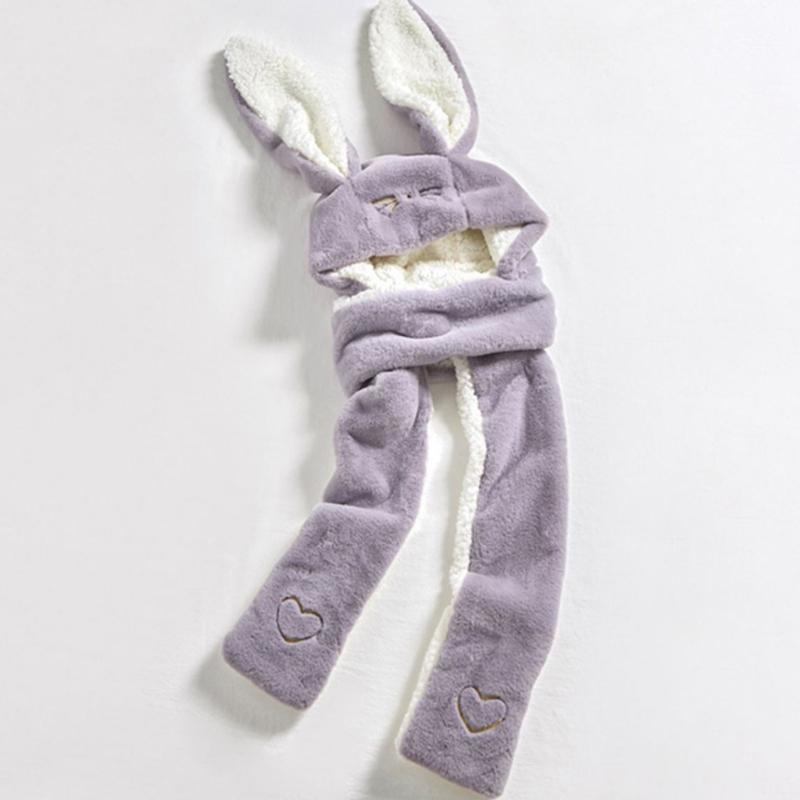 3in1 Winter Hat Glove Scarf Set Warmer Soft Plush Cartoon Rabbit Hat for Student
