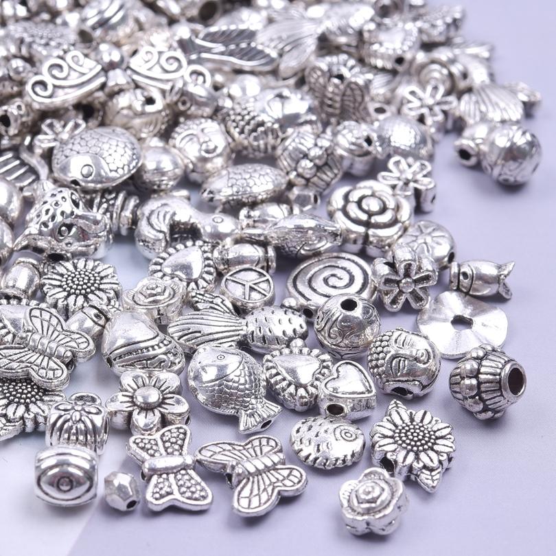 Multistyle Vintage Silver Color Loose Beads For Jewelry Making Supplies Animal Flower Butterfly Charms Bead DIY Bracelets Kralen