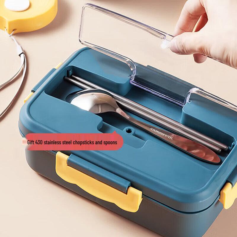 MAXCOOK Wheat Straw Partitioned Lunch Box with Cutlery