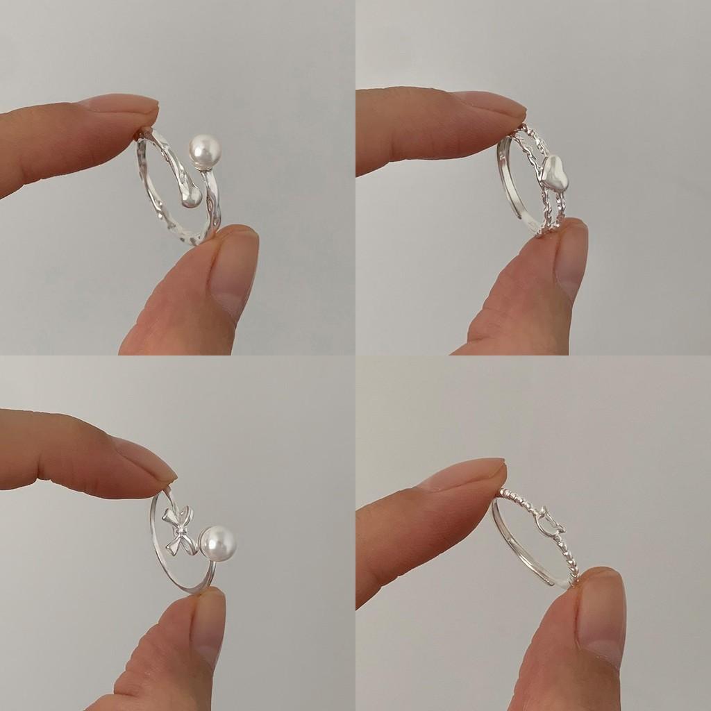 Unique Geometric Love Pearl Ring For Women High-quality Copper Adjustable Design Stylish Colors For Every Occasion