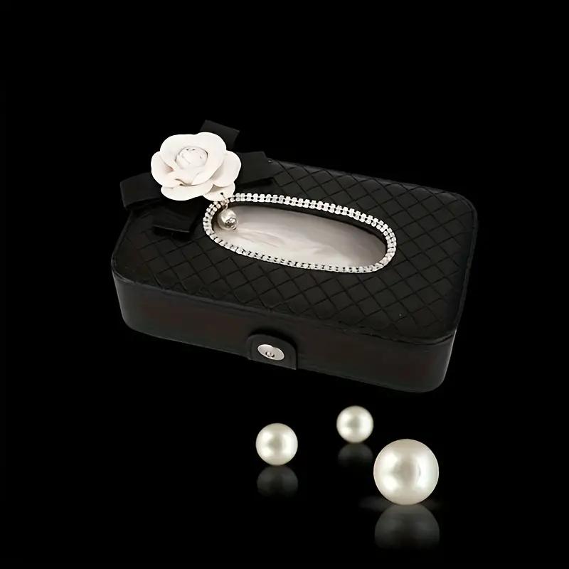 Camellia Flower Car Tissue Box Towel Sets Car Seat Back Tissue Box Holder Auto Interior Storage Decoration Car Accessories