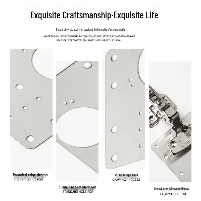 Stainless Steel Cabinet Door Hinge Repair Plate - Fixes and Installs Hinges On Furniture.