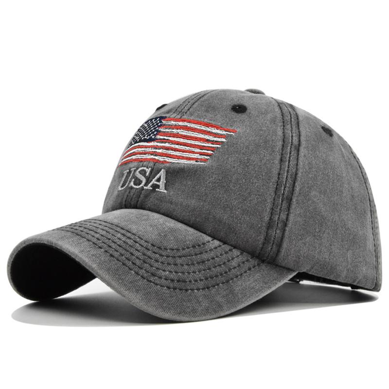 Vintage Usa Flag Embroidered Baseball Cap - Bold Lettering, Distressed Wash, Sun Protection - Trendy Dad Hat For Outdoor