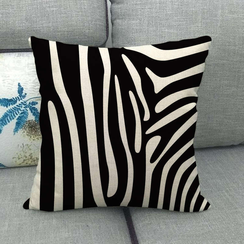 Black And White Leopard Print Spots Digital Printing Short Plush Pillow Covers For Car Sofa Office Cushion Cover Home Goods