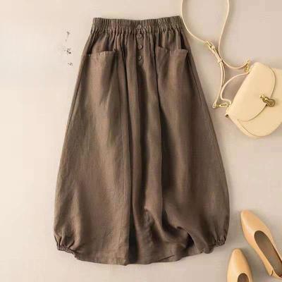 Large Size Vintage Skirt Female Summer Long High Waist A Word Thin Artistic Temperament