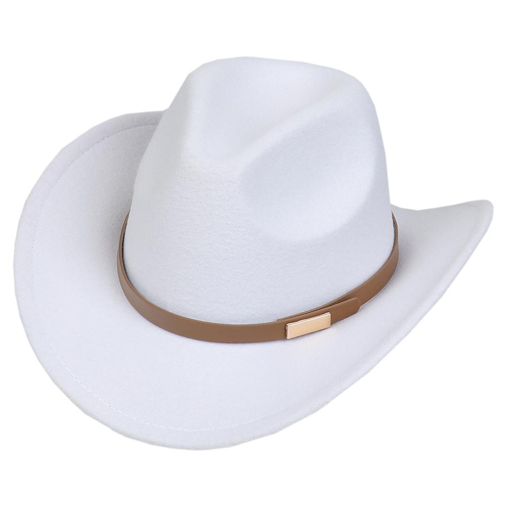Women Men Western Cowboy Hat, Wide Curved Brim Felt Cowgirl Hat, Vintage Jazz Riding Hat, Removable Hat Belt, Head Circumference 56‑58cm