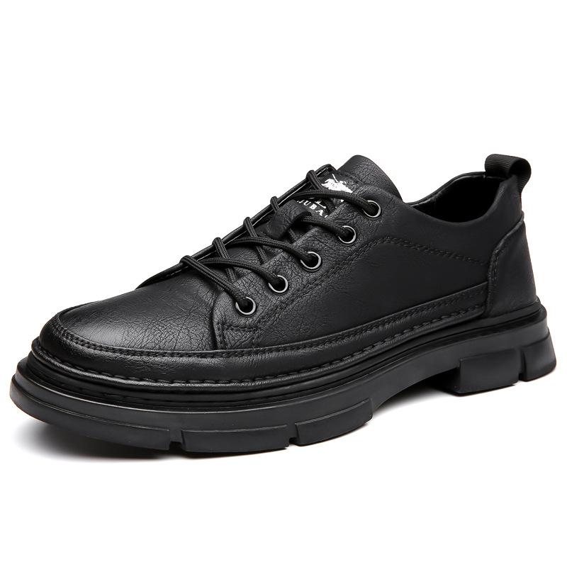 Fashion 2025 New Designer Casual Leather Shoes for Men Solid Color Lace Platform Shoes Male Spring Autumn Low Top Fashion Work Shoes Man