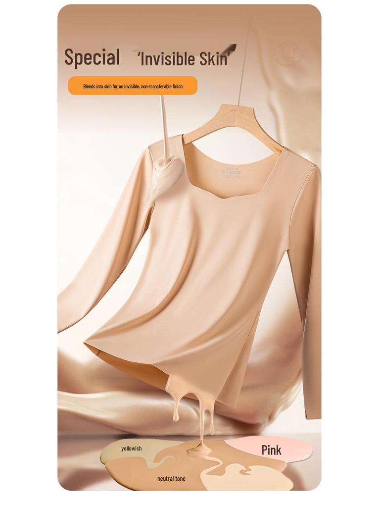 Damska antybakteryjna bielizna termiczna: Bluzka jesienna z długim rękawem, cienka, bez śladu, w dużym rozmiarze