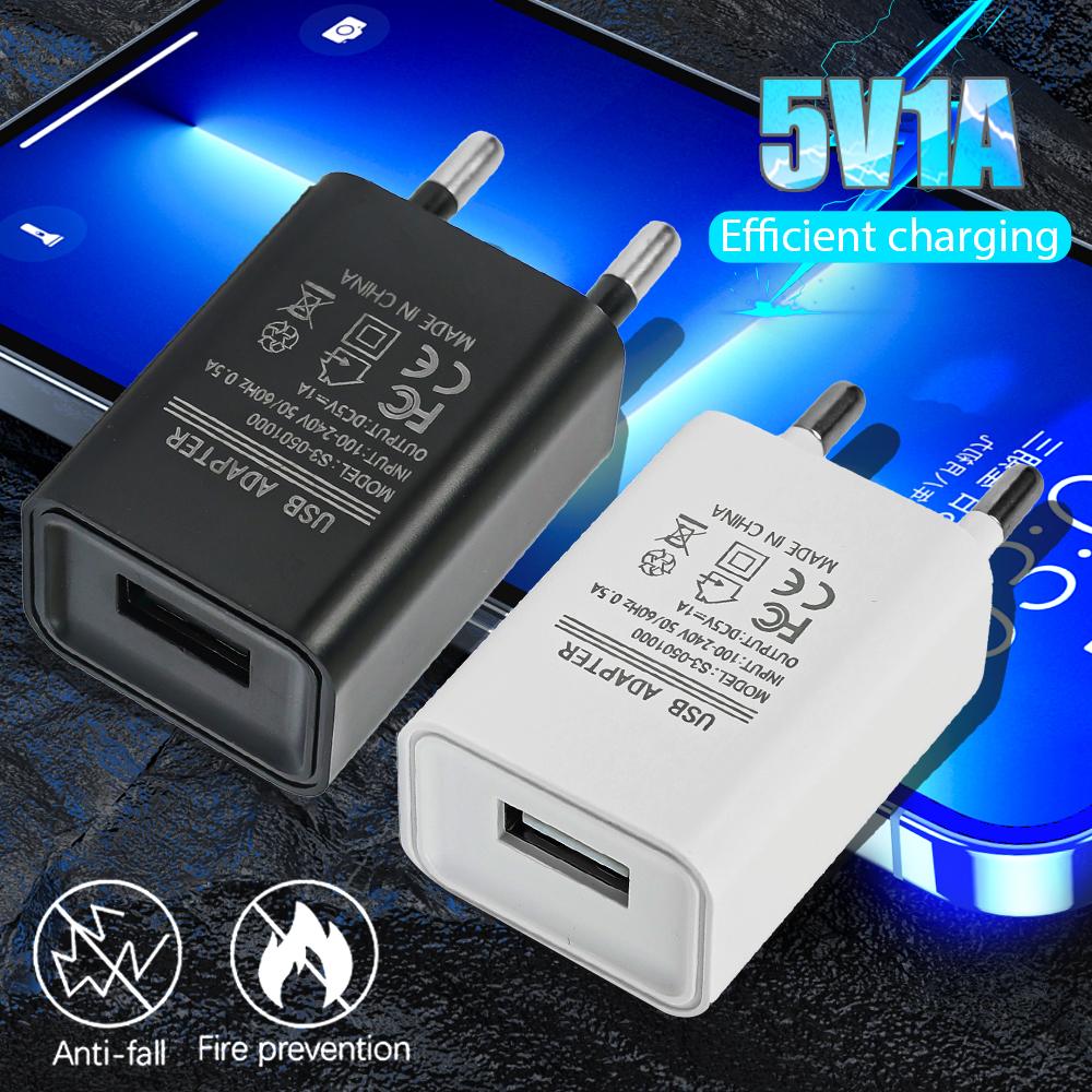 Portable 5V 1A USB Charger Adapter Wall Charging Head Mobile Phone Charger EU Plug For iPhone Xiaomi Samsung Travel Charge