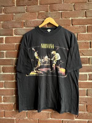 Vintage 1996 Nirvana Band Schlammige Ufer Grunge Band 90er Großes schwarzes Unisex T-Shirt