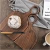 Kreatives Walnussholz-Paar-Schneidebrett mit Griff - Massivholz-Schneideblock für Steak, Brot, Babynahrung und Obst.