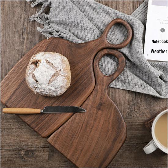 Kreatives Walnussholz-Paar-Schneidebrett mit Griff - Massivholz-Schneideblock für Steak, Brot, Babynahrung und Obst.
