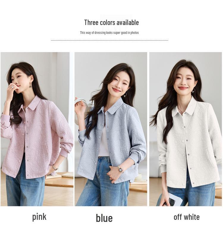 Mom's Chic Lapel Short Coat for Women: Slim-Fit Petite Korean Style for Middle-Aged Spring & Autumn.