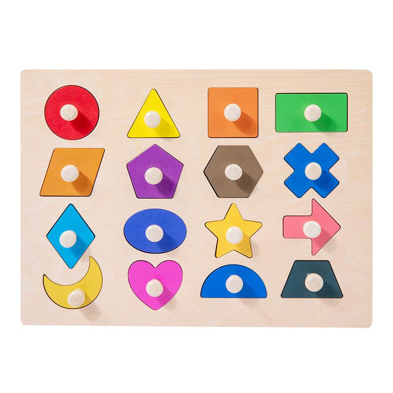 Montessori Wooden Shape Peg Puzzle Fine Motor Skills Color Sorting Board Educational Toy for Kid Classroom Learning Play