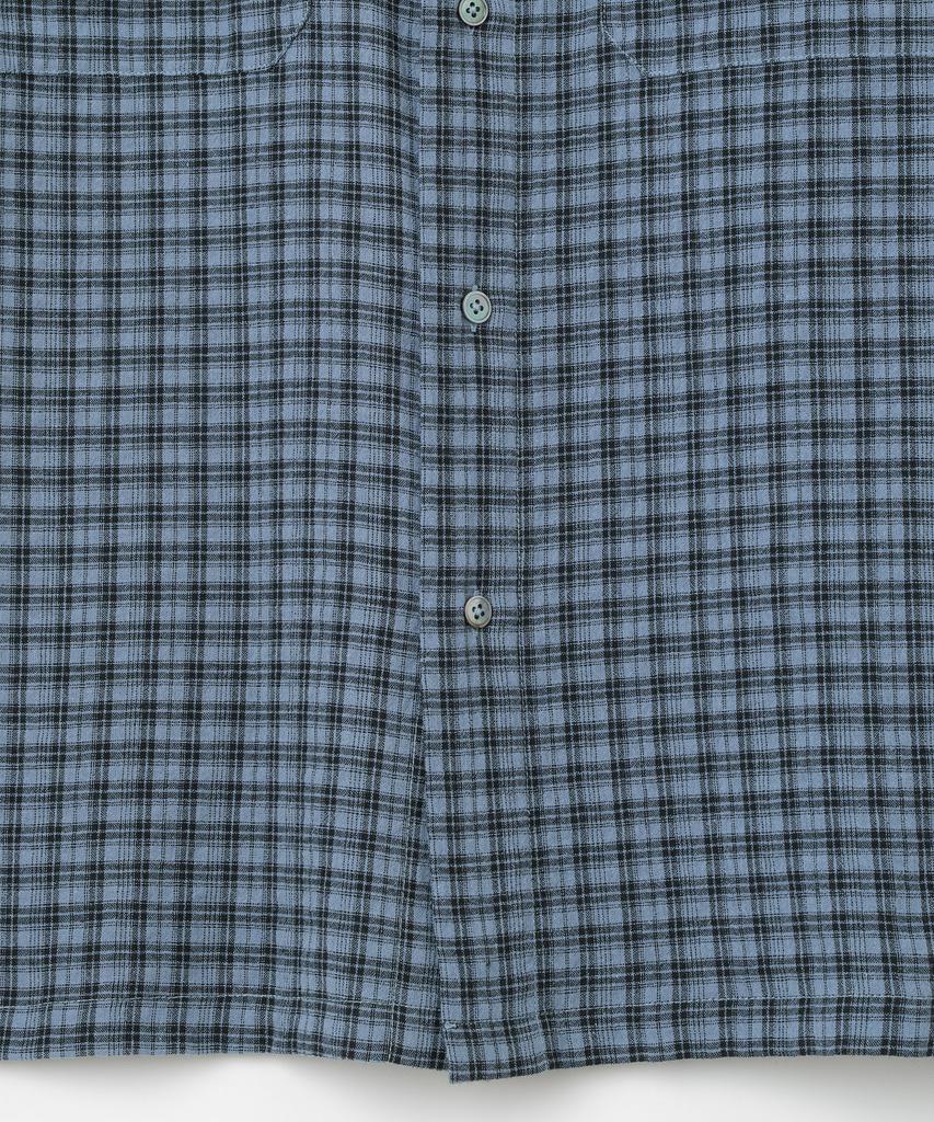 MILLO ARCHIVE Narrow Wrinkle Check Roll-Up Half Shirt [Grunge Blue]