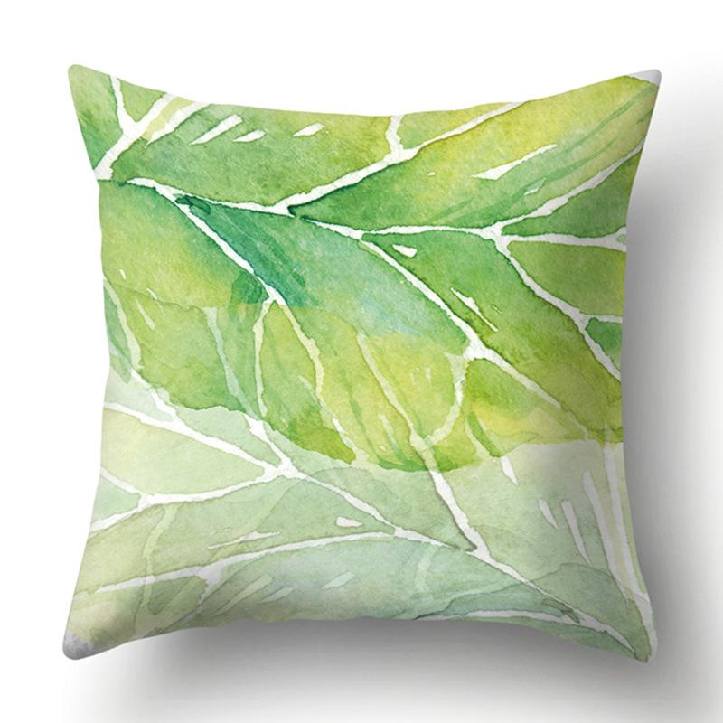 Polyester Pillowcase Green Tree Leaf Pillowcase Home Soft Furnishing Car Cushion Cover