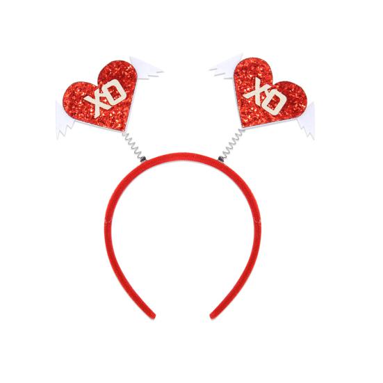 Valentine's Day Heart Headband Glitter Red Heart Hair Accessory for Halloween Holiday Wedding Birthday Party