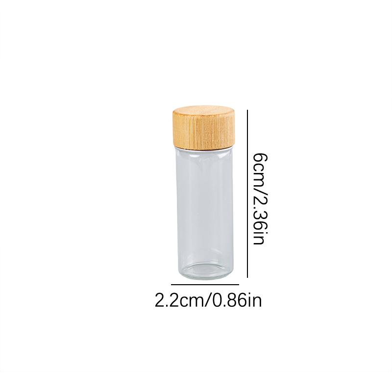1Pc Clear Glass Bottles With Bamboo Wood Cap Empty Spice Bottles Sealed Reagent Bottle Diy Crafts Decoration Empty Small Jar