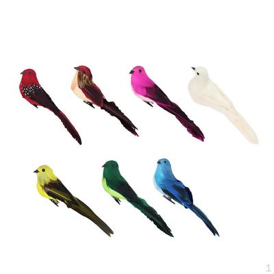 7Pcs Artificial Foam Birds With Clamp Garden Tree Decor