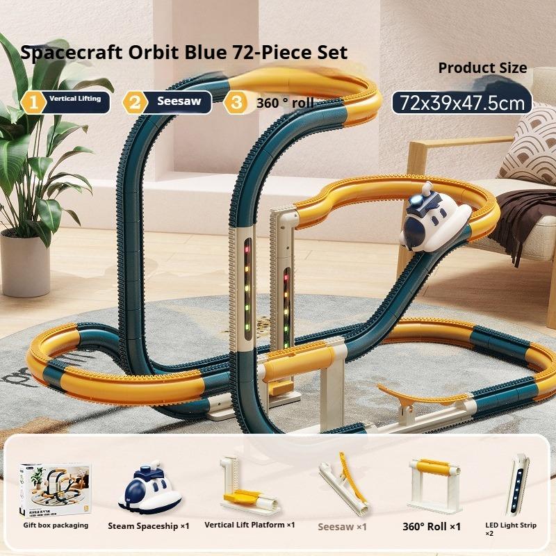 

Children s toys, electric railcar, steam spaceship, car puzzle assembly track