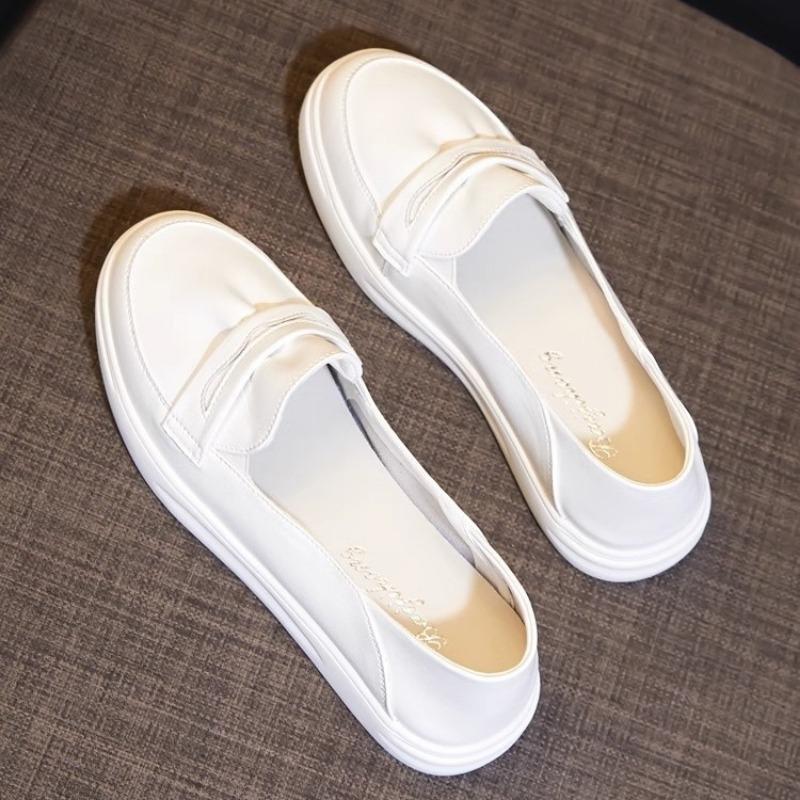Cowhide Little White Shoes Women's Shallow Mouth Flat Bottom Leather Nurse Shoes Pregnant Women Single Shoes Students Summer Thin Breathable