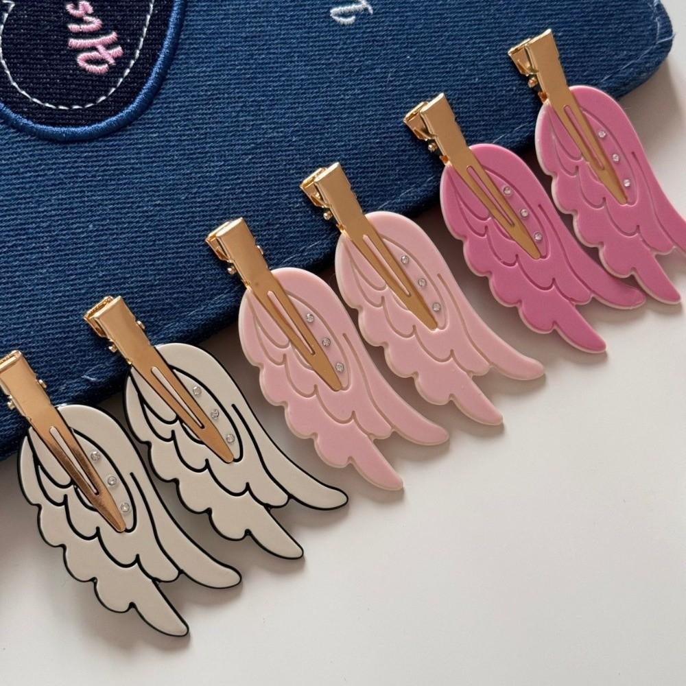 2pcs Crystal Rhinestone Wing Girls Hairpin Korean Cosmetic Clip Trendy Hair Bangs Clip Cosplay