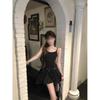 Sweet Girl Style Bow Suspender Dress Women's Summer Temperament Women's Dress Wear More A-shaped Skirt Blue Short Skirt