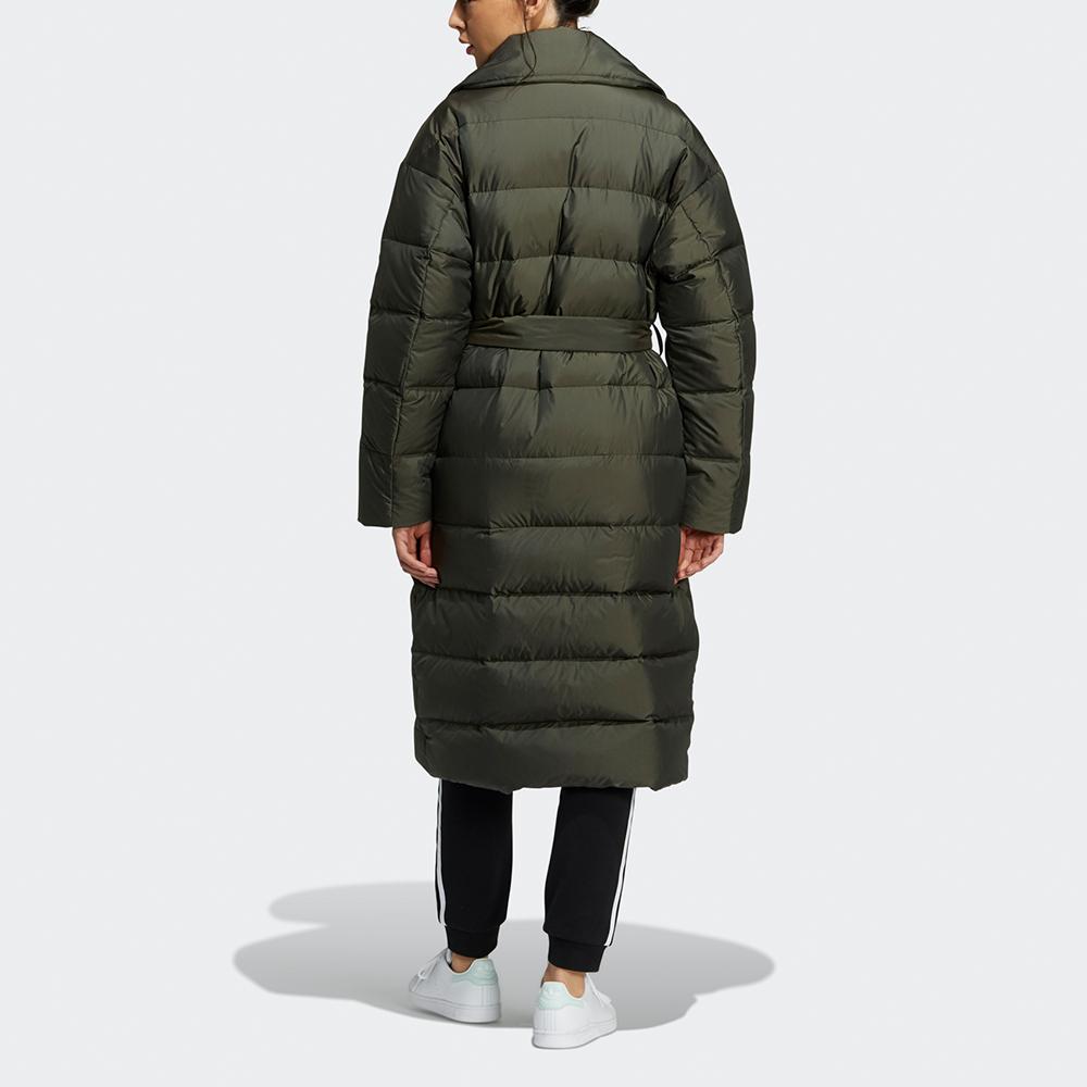 adidas Casaco de Almofada Original com Gola Grande e Gravata Comprimento Médio Jaqueta de Penas Roupa Exterior Feminina Oliva H64732