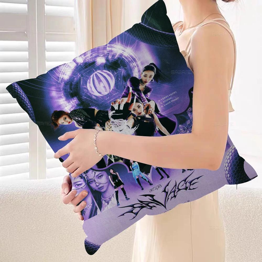 KPOP Koreansk Tjejgrupp A-AespaS Kuddfodral Kuddöverdrag Bil Prydnadskuddfodral För Soffa Bil Julklapp 40x40cm 45x45cm