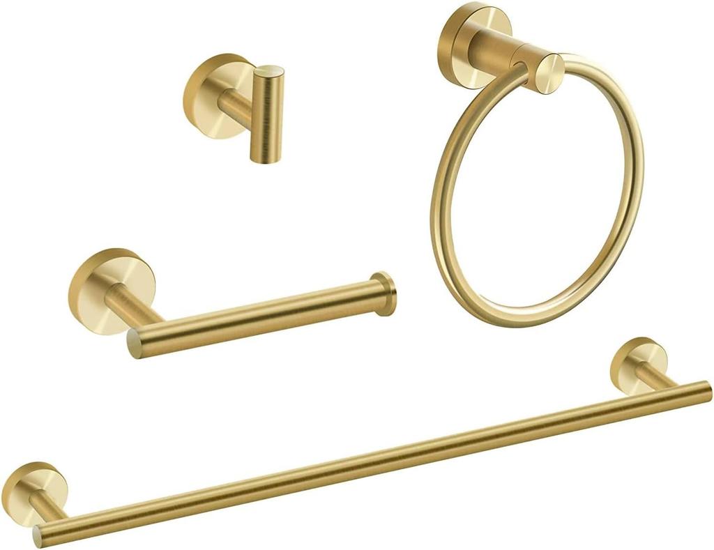 4-Piece Bathroom Hardware Set, Modern 24-Inch Towel Bar Set Wall Mounted, SUS304 Stainless Steel Bathroom Accessories Set