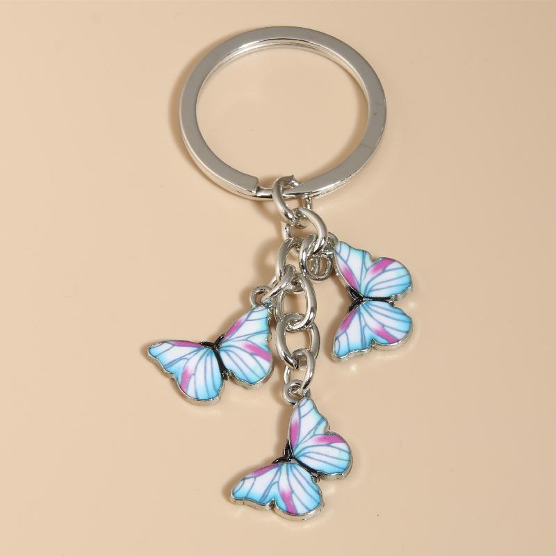 Cute Colorful Butterfly  Enamel Flying Animals Key Chains For Women Girls Accessorie Handmade Jewelry Bag Charm