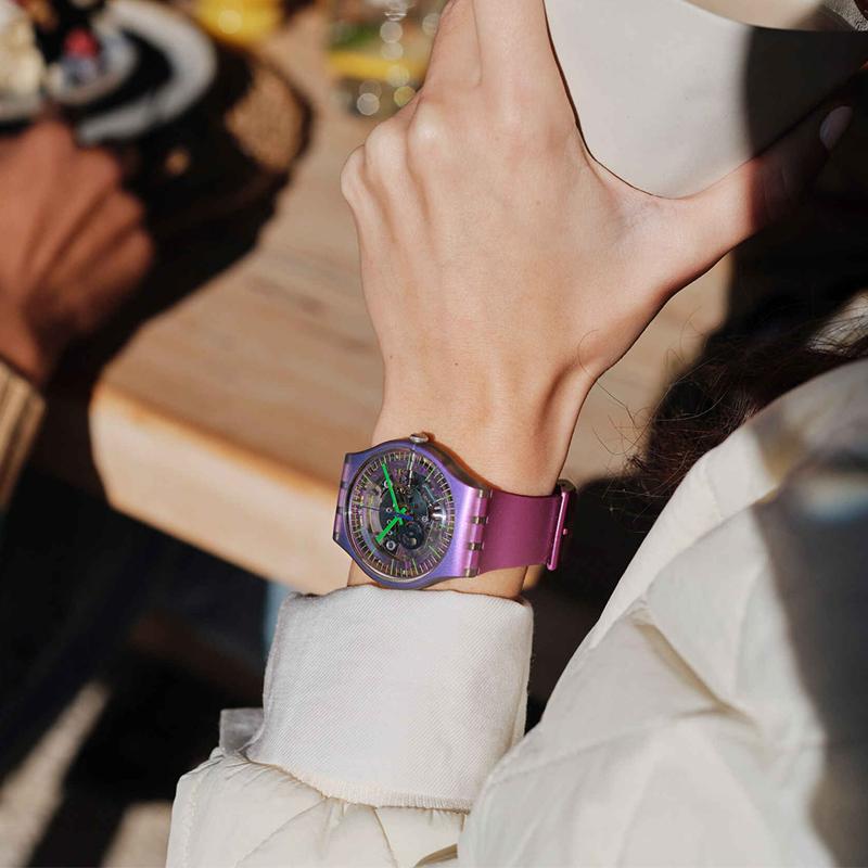 SWATCH Unisex 41mm Purple Watch SUOM115 SUOM115