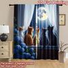 2D Flat Photography Backdrop Background Cloth Cats Gazing At Moon (2) 100% Polyester Festive Holiday Perfect for Suitable
